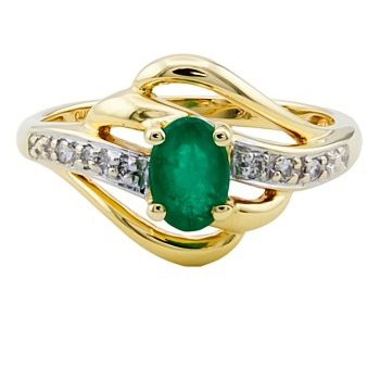 9ct Gold Emerald/Diamond Ring size J